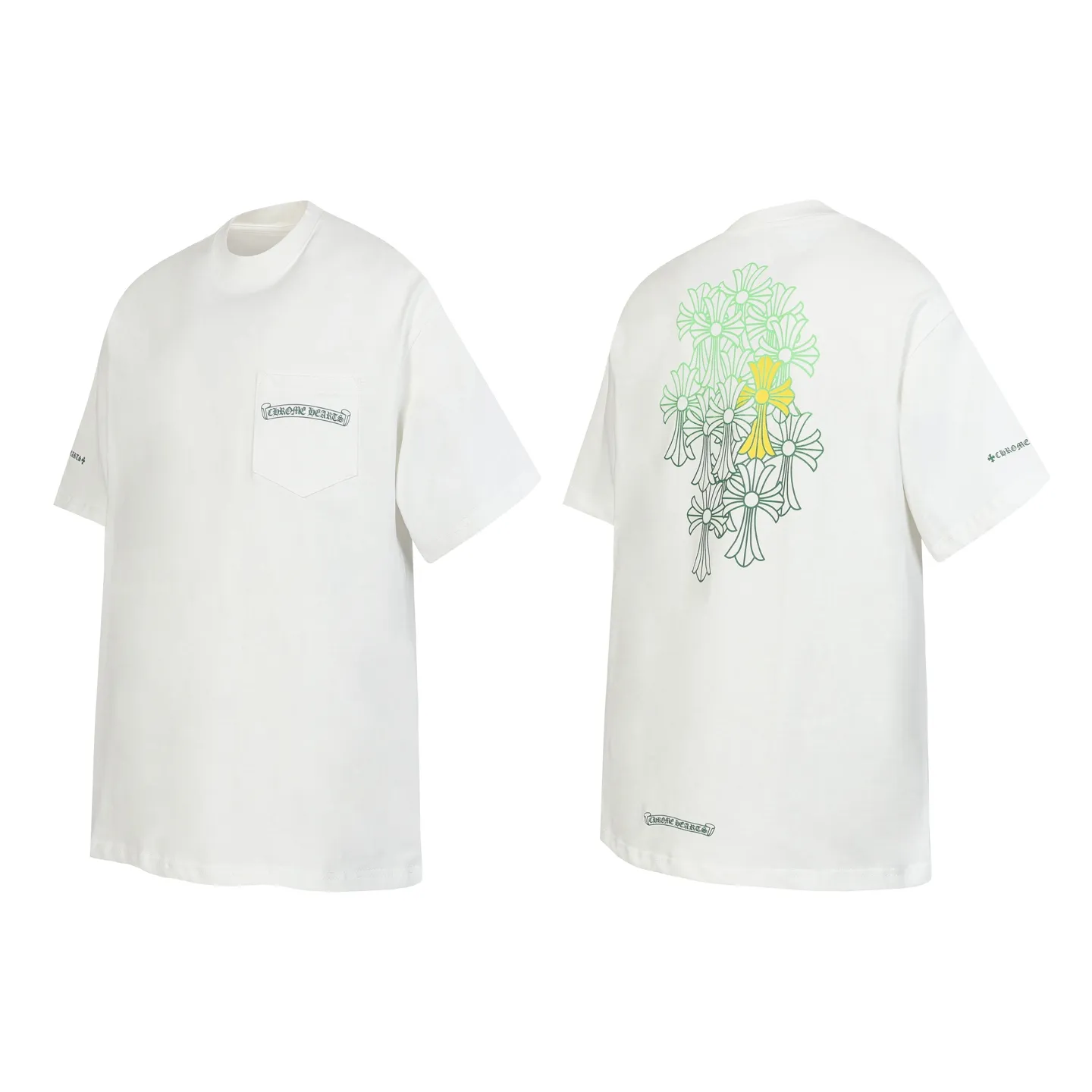 P160 Chrome Hearts CH Chrome Hearts Color Overlay Cross Print Short Sleeve T-shirt Uses direct injection imported machine printing. Hardware and accessories are all milled and customized. Correct configuration. Black 2025 Chrome Hearts ZP packaging. 260 grams of custom dyed double yarn cotton. Large version. Loose and stylish. Different from lower versions, slim and long version with upper body and hip stretch. 100% commitment: top quality. Not fast food. Highest version on the market. Top quality - different from ordinary versions on the market. If you care about quality, you should also respect the price. Absolutely 0 after-sales service and 0 return rate so far. It’s hard not to love the style - 260g double yarn cotton custom dyed fabric - Correct high-density main mark, washed tag, hand-sewn